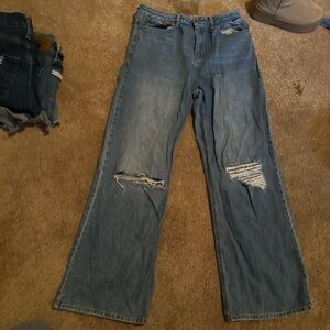 Unk Women's Flare Distressed Denim Jeans